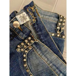 Vtg Cache Faceted Rhinestone Bootcut Jeans Sz 6